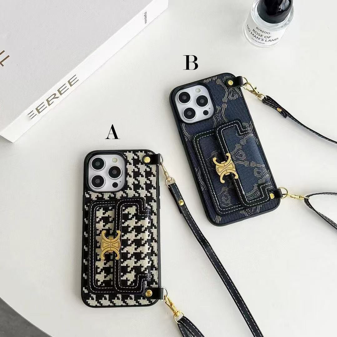 【FB018】CELINE ❤️ 高級品 ❤️ iPhoneケース ストラップ付き
