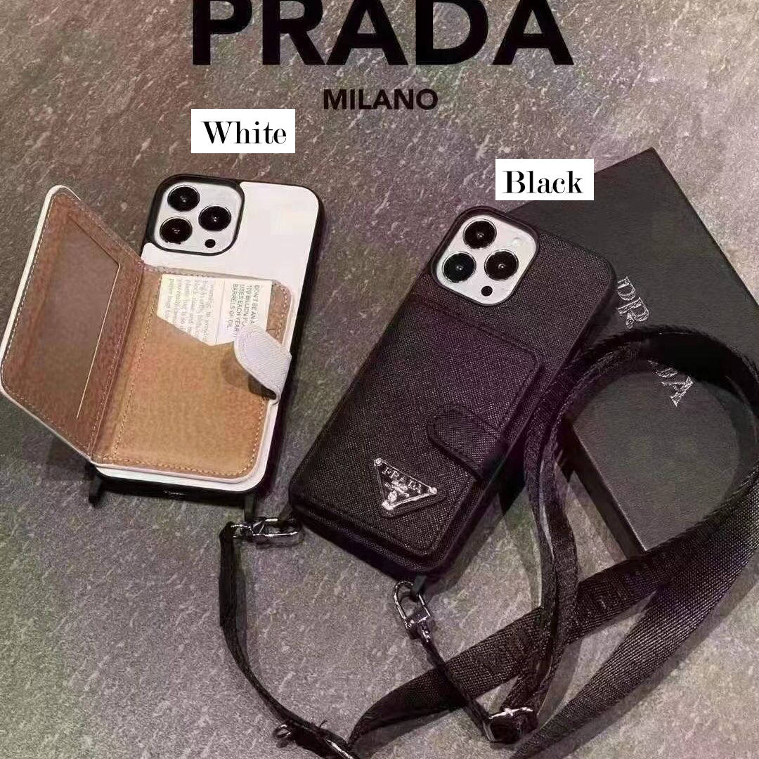 【FB019】PRADA ❤️ 高級品 ❤️ iPhoneケース/ iPhone16ケースカードケース付き